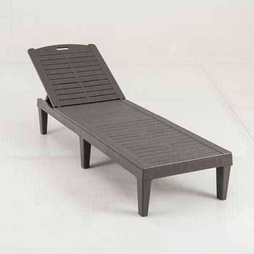 COSTWAY 2 Tumbonas Jardin Exterior, PP, Tumbona Reclinable con Respaldo Ajustable en 5 Posiciones, Espreguiçadeira Jardim Playa Piscina Exterior, 156 x 55 x 83 cm, Carga 160kg (café)