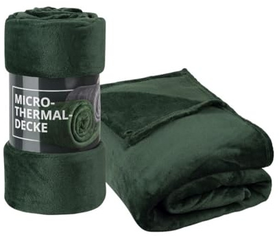 Clinotest XXL Luxus Kuscheldecke 220x240cm – Flauschige Premium Fleecedecke, Schrumpf- und Fussel-Frei – Warme Microthermaldecke, Sofadecke für Sofa, Couch, Bett und Wohnzimmer, (waldgrün).