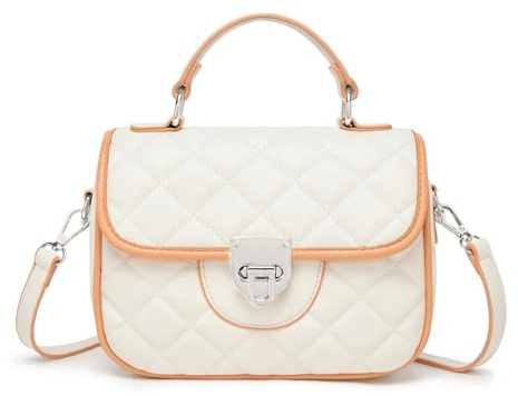 Miss Lulu Damen Tasche Henkeltasche Mittelgroß Umhängetasche Tasche mit Kunstleder und Wildleder Vintage Flap Handtasche Crossbody Bag mit ovaler Metallverzierung Elegant Exquisit