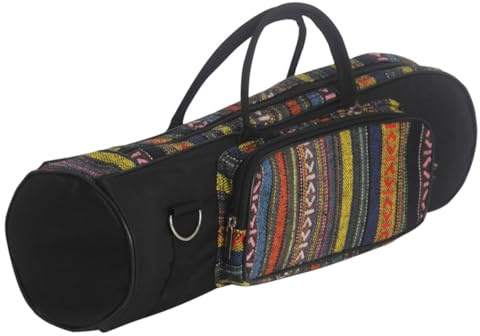 FRCOLOR Portable Trumpet Carrying Case Made from Sturdy Oxford Cloth with Handle Stylish Ethnic Design Multi-functional Storage and Side Compartment for Gig and Practice