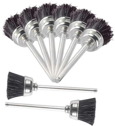 Spazzola Nero Punte Fresa Metallo per Pezzi Pulizia Unghie 8 | Accessori Mini per Manicure, Set 8pezzi, Uso in Scuola e Accademia Nail Art