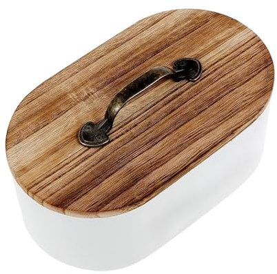 Eventerde Stempelhalter für Badezimmer, Aufbewahrungsbox aus Holz mit Deckel für Tampons | Ästhetischer Spender für Kommode Badezimmer Kosmetik Schlafzimmer | Mädchen, weiß, Se référer au descriptif