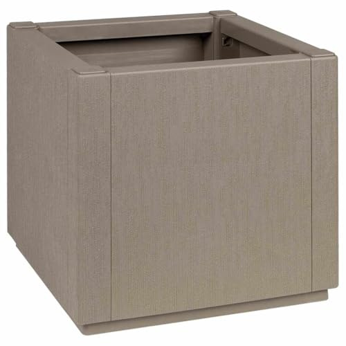 Aiuola da giardino rialzata, per esterni, vaso per fiori da giardino, grigio, 36 x 36 x 35 cm, in polipropilene, per terrazza, giardino, balcone, giardino d'inverno