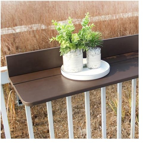 Klappbarer Balkon-Bartisch für Geländer, platzsparender Beistelltisch aus Aluminium und Metall, 60 x 27 cm, vielseitige Hängemöbel für Terrassen, Decks und Balkone