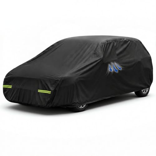 Favoto Bache Voiture Imperméable Extérieure Toutes Saisons avec Aération Respirante Protection Pluie Soleil Neige Poussière Bache Auto Anti-Vent Universelle pour Voiture à Hayon (350-380 cm)