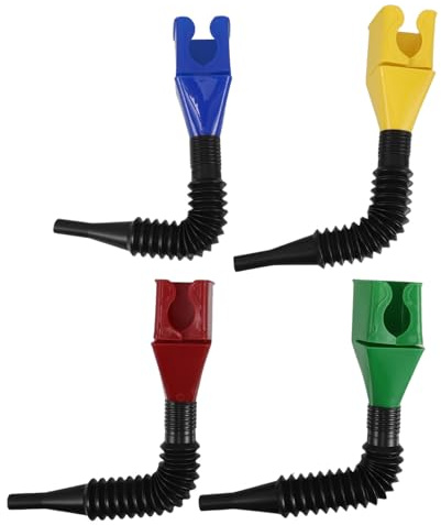 CLISPEED 4 Piezas Embudo de Plástico Plegable con Manguera Flexible y Clip para Repostar Vehículos y Motocicletas, Diseño Portátil Llenado Fácil con Manos Libres