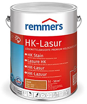 Remmers HK-Lasur teak, 5 Liter, Holzlasur aussen, 3facher Holzschutz mit Imprägnierung + Grundierung + Lasur, Feuchtigkeit- und UV-Schutz