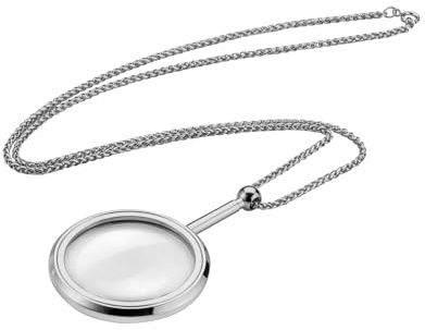 Eschenbach Optik runde, verchromte Schmucklupe mit 3,5X-Vergrößerung und Linsendurchmesser von 40 mm - mit 80cm Langer Kette