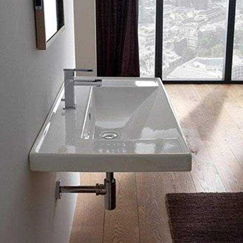 Scarabeo 3005-One Hole ML Rectangular Ceramic Self Rimming/Wall Mounted Bathroom Sink, White