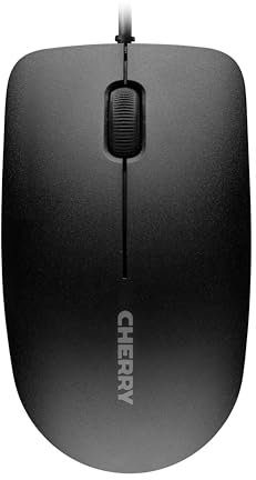 CHERRY MC 1000, Souris de bureau filaire, Capteur optique (1.200 dpi), 3 boutons, Design symétrique pour droitiers et gauchers, Certification GS, Noir