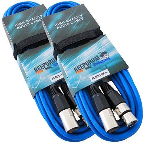keepdrum 2X 10 Meter MC-001XX BL Mikrofonkabel Blau XLR Female/XLR Male