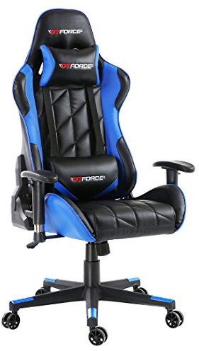 GTFORCE PRO GT Reclining Sports Racing Gaming Office Desk PC CAR Faux Leather Chair (Blue)