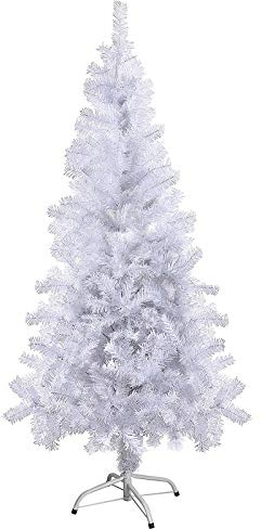 SunJas Weihnachtsbaum weiß, 120/150/180/210 cm Weiß, künstlicher Weihnachtsbaum, Kunsttanne mit Metallständer und schwer entflammbar, Hochwertiger Christbaum, weiße Tannenbaum