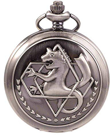 Mall Fullmetal Alchemist varumärke fickur med kedjelåda för cosplay anime-tillbehör, Svart, M