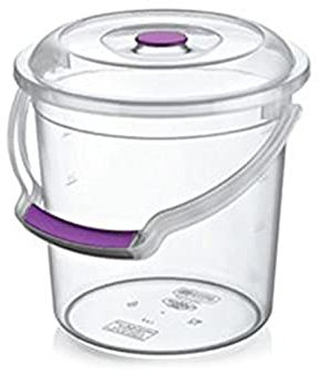 Agrohit Eimer mit Deckel & Tragebügel, Haushaltseimer, Lebensmittelecht, Transparent, aus PP-Kunststoff, Aufbewahrungsbehälter mit Skalierung für Liter, 5 Liter