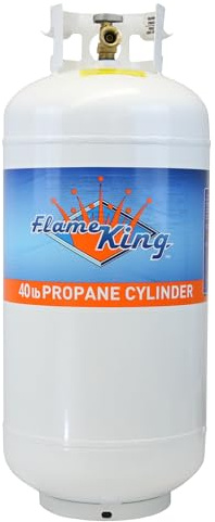 Flame King YSN401a 40 Pound Steel Propane Tank Cylinder with Overflow Protection Device Valve,White