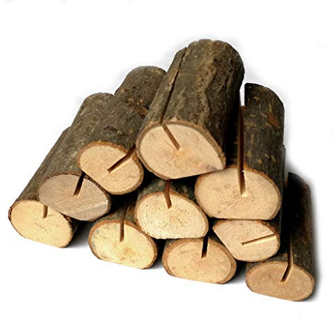 Rustikale Tischkartenhalter aus Holz, für Partys, Hochzeiten, Tischnummern, Karten, Ständer, Holzrinde, Memo-Halter, Zettelhalter (C)