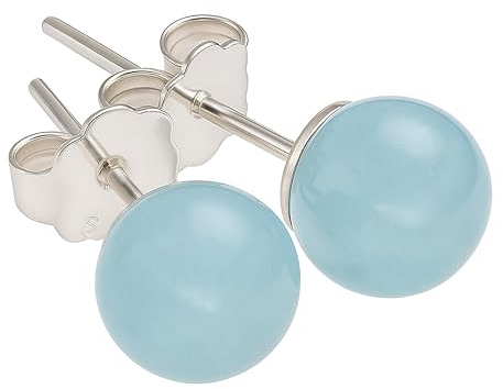 Edelstein Ohrstecker in 925er Silber | Kugel/Perle 6 mm Durchmesser | Ohrringe mit Verschluss