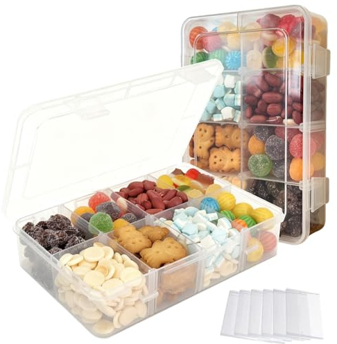 LAifu 2pack 8 Grids Clear Plastic Organizer Box Storage Container Jewelry Box with Adjustable Dividers for Beads Art DIY Crafts Jewelry Fishing Tackles