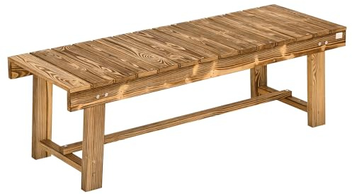 Outsunny Wooden Garden Bench, 2 Seater Outdoor Bench, Fir Wood Backless Patio Loveseat with Slatted Seat for Park, 110 x 38 x 35 cm, 1 Piece, Carbonised