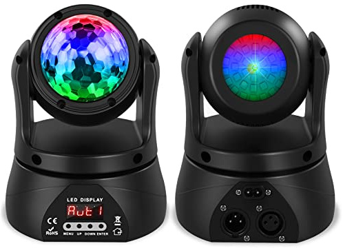 UKing Disco Ball Light, Mini Moving Head Party Light 15 Channel dmx512 Control, LED 4 in 1 Sound Activated for Halloween ChristmasIndoor Outdoor Party Club Bar Birthday Live Show (1 pcs)