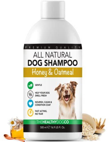The Healthy Dog Co All-Natural Dog Shampoo & Conditioner, Safe & Gentle Puppy Shampoo, Honey & Oatmeal Dog Shampoo for Smelly Dogs, Nourishing Dog Shampoo for Sensitive Skin - 500ml (Honey & Oatmeal)