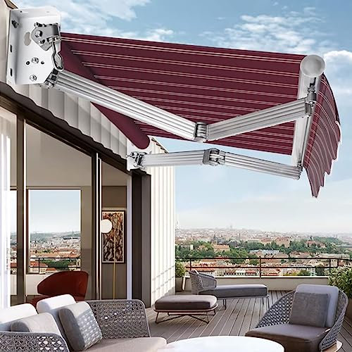 Garten-Terrasse, Manuelle Markise, Kurbeldeck-Markise, Terrassen-Markise, Wasserabweisend und UV-Schutz, Sonnenschutz für Hof, Veranda, Balkon, Robuster Aluminiumrahmen (Size : 4x2m/157x79in)
