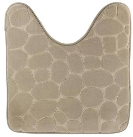 Tendance - Tapis Contour WC Mémoire de Forme Microfibre Galet 45x50 cm - Taupe - Salle de Bain - Tapis