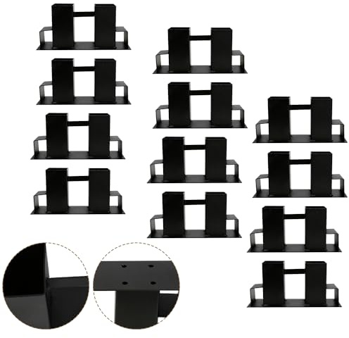 Eulenke 12er Holzstapelhilfe Schwarz für 70x70 und 40x60 mm Kantholz | Metall-Holzstapelhalter für individuelle Brennholzregale, geeignet für vertikale und horizontale Kanthölzer