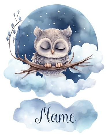 GRAZDesign Wandtattoo Eule mit Namen personalisiert für Babyzimmer Kinderzimmer für Jungen und Mädchen, über Bettchen - 72x57cm