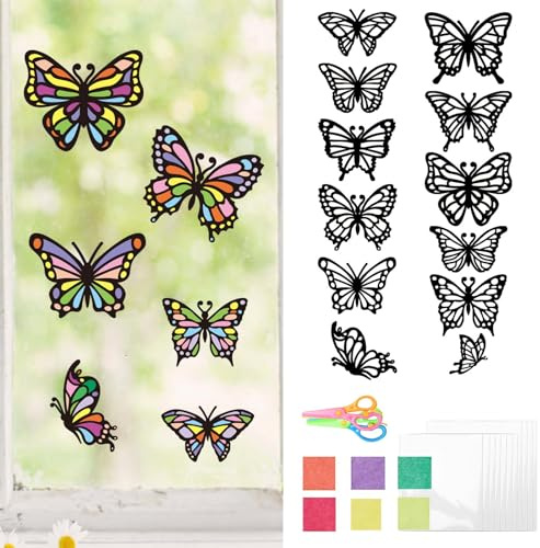 TGFIX 12 Stück Schmetterlinge Bastelset für Kinder, Schmetterlinge, Papierschneider, Basteln, Ostern, Geschenk zum Kindergeburtstag, Frühling, Ostern, Party