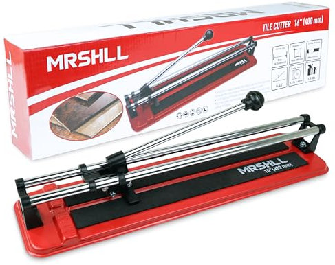 Manueller Fliesenschneider, 40,6 cm, Porzellan-Keramik-Fliesenschneider mit gehärtetem Wolframkarbid-Schneidrad, rutschfeste Unterseite, Doppelschienen, leicht, mit ergonomischem Griff,
