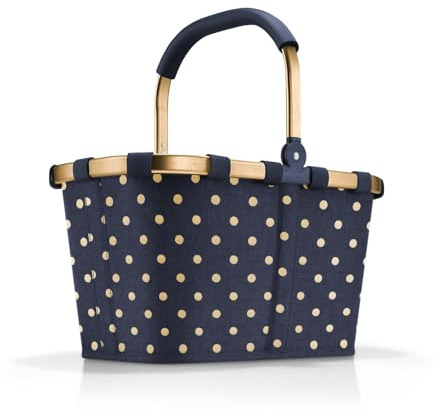 reisenthel carrybag frame metallic dots blue – Stabiler Einkaufskorb mit viel Stauraum und praktischer Innentasche – Elegantes und wasserabweisendes Design