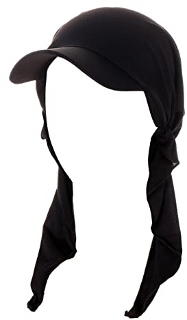 Bandana Cap mit Schleifenbindung Damen - Sonnencap Handmade in Italy - Kopftuch mit Schirm - Visor One Size (54-60 cm) - Sommercap aus Baumwolle - Mütze Frühjahr/Sommer Schwarz Einheitsgröße