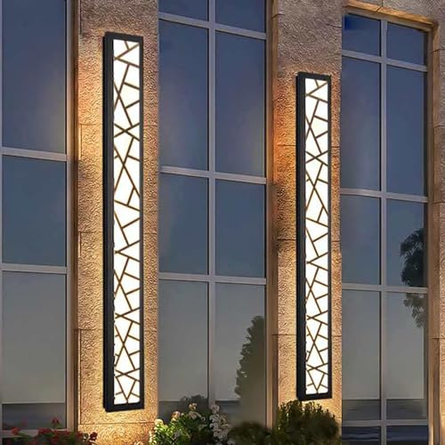 GZZBMY Außen Dimmbare Veranda Wandleuchten mit Fernbedienung Innen Lange LED Wandlampe Schwarz Modern Wandleuchte IP65 Garten Acryl Außenwandleuchte Terrasse Garage Außenlampe (Warmes Licht,150CM)