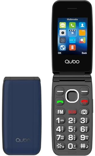Qubo GSM Telefono Cellulare per Anziani,Flip Telefoni Cellulari Tasti Grandi,Volume alto,Funzione SOS,2.4,Contatti con Immagini,Chiamata Rapida,Cellulare anzian Blu