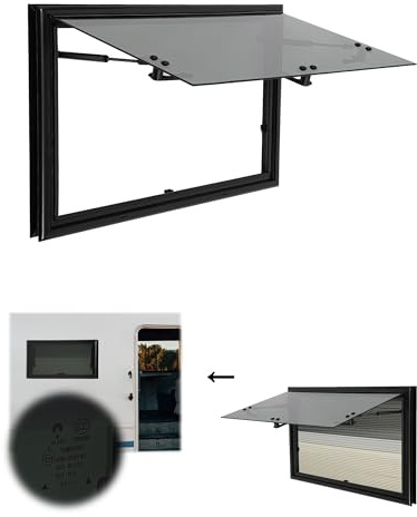 Ausstellfenster 700x450mm Wohnwagen Fenster E4 Wohnmobilfenster 85° Camper Wohnmobil Fenster mit fliegengitter und Rollo, Wohnmobil Seitenfenster Externes Push Fenster für Wohnwagen Van Camper