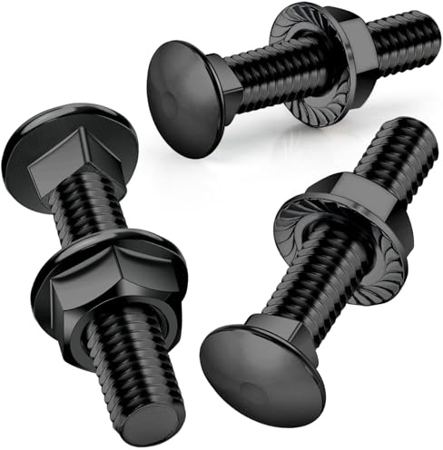 SWTYExt 25 Stück Schlossschrauben M8x40mm Schloßschrauben Edelstahl 304 Flachkopfschrauben Schwarz Oxid A2 mit Flanschmuttern M8 Mutter DIN 6923 Torbandschrauben für Bauwesen Industriemaschinen