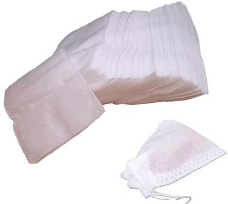 Bolsas de té sueltas vacías – 100 bolsas de filtro de té naturales sin blanquear reutilizables para café frío | Bolsas coladoras no tejidas para preparar té, bolsas de té ecológicas para té de hojas