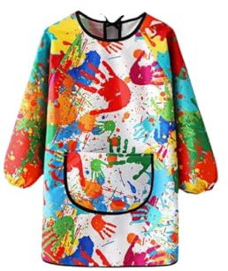 Heanvmyss Bata Pintura Niños de 3-8 Años,Delantal Infantil Pintura,Babero Impermeable de Manga Larga,Delantal Cocina con Bolsillo para Manualidades,Dibujar