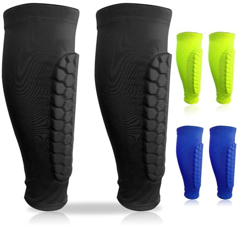 Protège Tibias de Football,Shin Guards Manchon de Protection des Mollets avec de Longs Coussinets Cellulaires Protection,Solaire Légers et Respirants,1 Paire(Noir,XL)