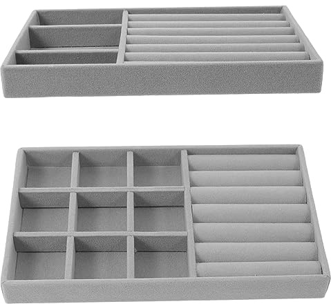 Holibanna 2pièces Plateau À Bijoux Organisateur Avec Compartiments Rangement Et Affichage Pour Bagues Boucles Oreilles Colliers Tiroir Empilable Pour Bijoux À Domicile Et Magasins