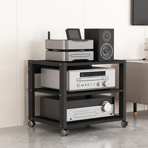 HiFi Rack Mehrschichtige Lagerung Mit Rädern Cd Regals，Geeignet für Wohnzimmer, Büro(50 * 40 * 48.5cm)