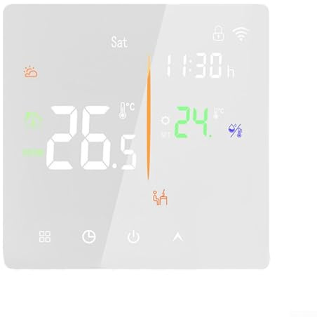 Termostato de calefacción WiFi programable con pantalla táctil y control remoto de temperatura, compatible con Tuya y para sistemas Smart Life para calefacción eléctrica de suelo (blanco 3A)