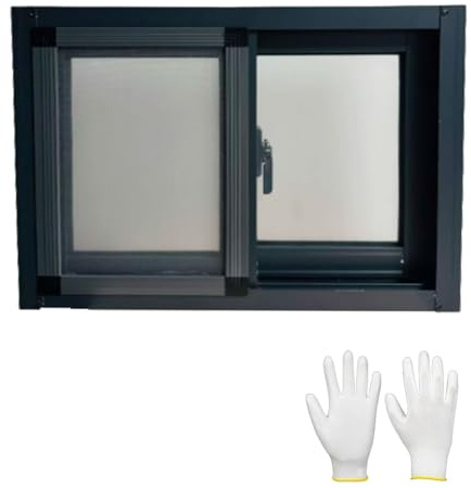 Replacement Basement Window 20 22 24 26 28 30 32 34 36 38 40 Shed Window with Screen, Aluminum Home Windows, Horizontal Sliding Windows for Chicken Coop Bathroom(Black,34x22)