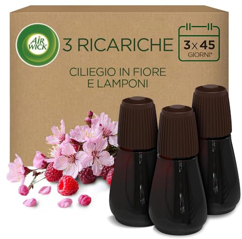 Air Wick Ricarica per Diffusore di Oli Essenziali Armonia Istantanea, 3 Ricariche, Fragranza Ciliegio in Fiore e Lamponi, 3x20ml