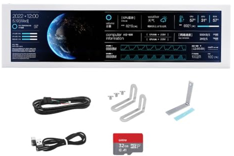 Hipzeepo Monitor da 8,8 IPS Tipo-C Interfaccia USB-C CPU GPU RAM Display Smart Second Screen Display per Computer Bianco