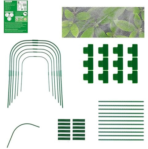 Whychstore Kit de cerceaux de serre, lot de 12 arches de support de plantes en plastique pour intérieur et extérieur, vert