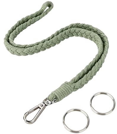Segus Schlüsselband Grün, 1 Stück Schlüsselband zum Umhängen, Lanyard Geflochten, Lanyard mit Drehbarem Metallclip, Umhängeband für Büro, Schulen, Krankenhaus