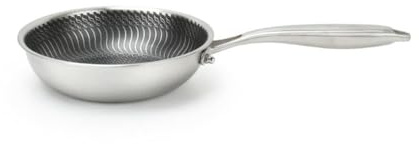H&H Padella Evolution 26 cm in Acciaio Inox e Alluminio – Rivestimento Antiaderente a Nido d’Ape, Fondo per Induzione, Manico Ergonomico Isolante, Adatta a Tutti i Piani Cottura
